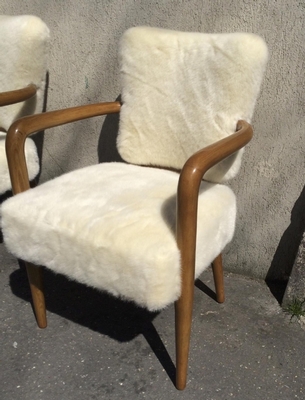 attributed Jean Royere Set of 3 Desk Arm Chairs 