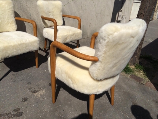 attributed Jean Royere Set of 3 Desk Arm Chairs 