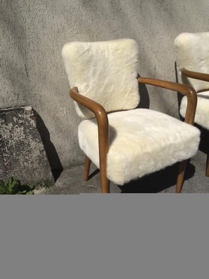 attributed Jean Royere Set of 3 Desk Arm Chairs 