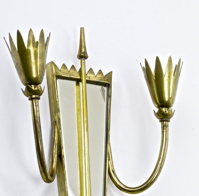 Attributed Pietro chiesa  mirrored arrow gold bronze sconces