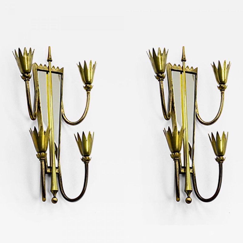 Attributed Pietro chiesa  mirrored arrow gold bronze sconces