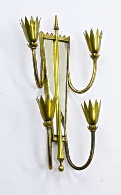 Attributed Pietro chiesa  mirrored arrow gold bronze sconces