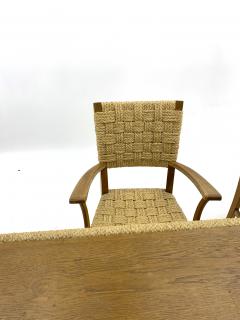 Audoux minet genuine oak and hay rope set of 6 arm chairs