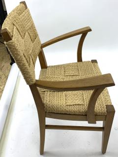 Audoux minet genuine oak and hay rope set of 6 arm chairs