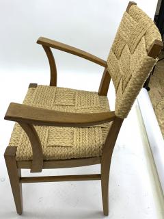 Audoux minet genuine oak and hay rope set of 6 arm chairs