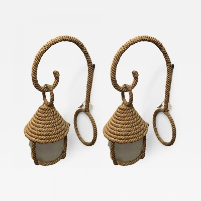 Audoux minet rare pair of rope lantern sconces