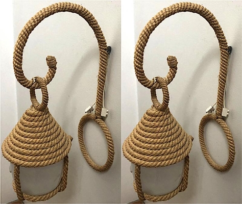 Audoux minet rare pair of rope lantern sconces