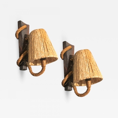 Audoux Minet rare pair of rope sconces 