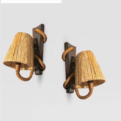 Audoux Minet rare pair of rope sconces 