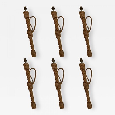 Audoux Minet rarest set of 6 torch shaped rope sconces