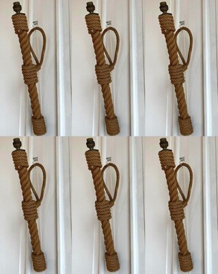 Audoux Minet rarest set of 6 torch shaped rope sconces