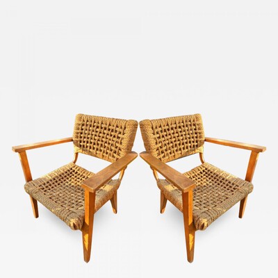 Audoux Minnet riviera pair of easy rope chairs