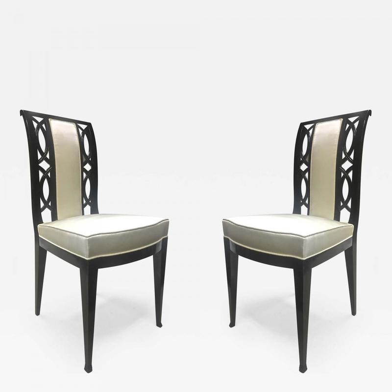 Austrian Style Pair Black Lacquered chairs