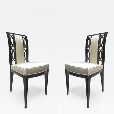 Austrian Style Pair Black Lacquered chairs