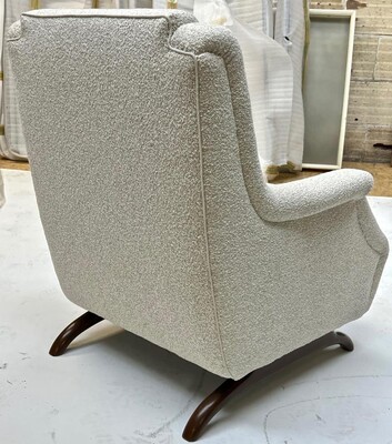 Awesome comfy pair of lounge chairs with horn shaped legs