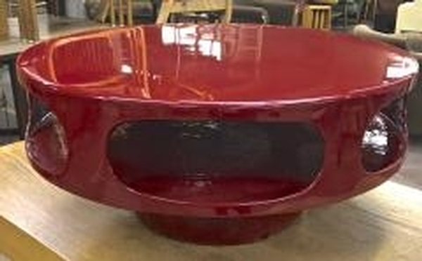 Awesome flying soccer red lacquered coffee table