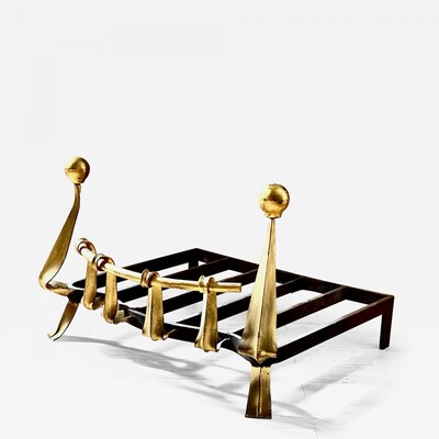 Awesome gold leaf french forties wrought iron andiron