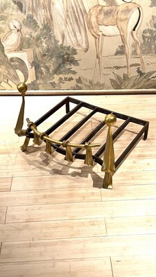 Awesome gold leaf french forties wrought iron andiron