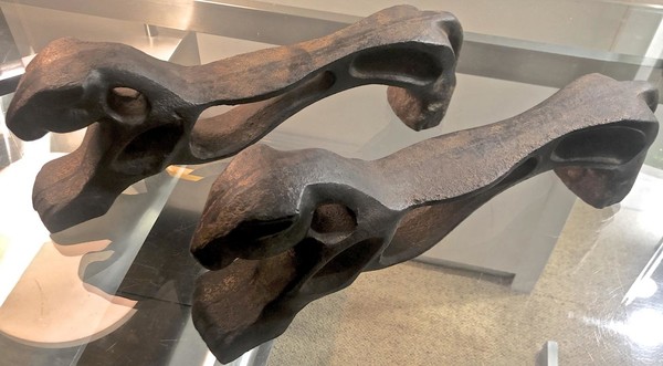 Awesome pair of cheetah shaped solid iron andirons