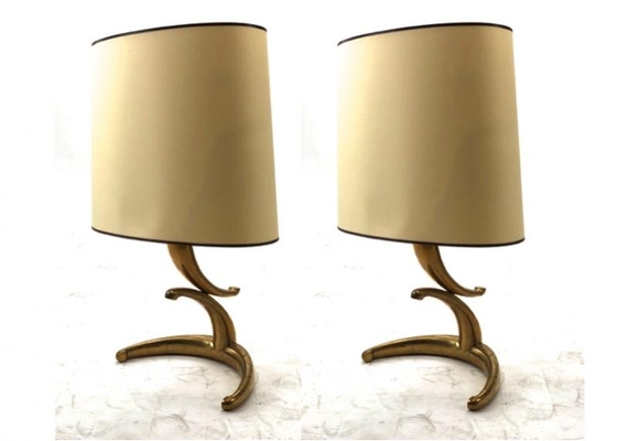 Awesome pair of gold bronze banana shaped table lamps