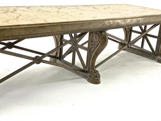 Awesome sturdy and long bronze and marble coffee table