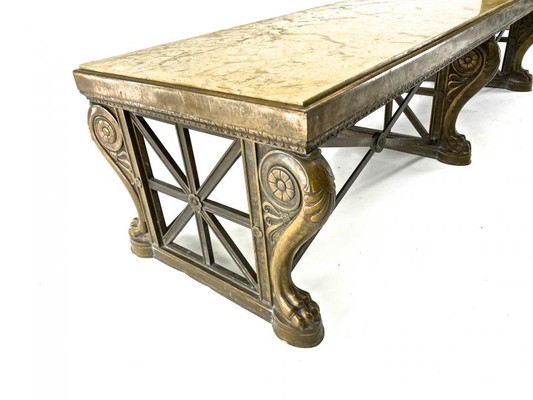 Awesome sturdy and long bronze and marble coffee table