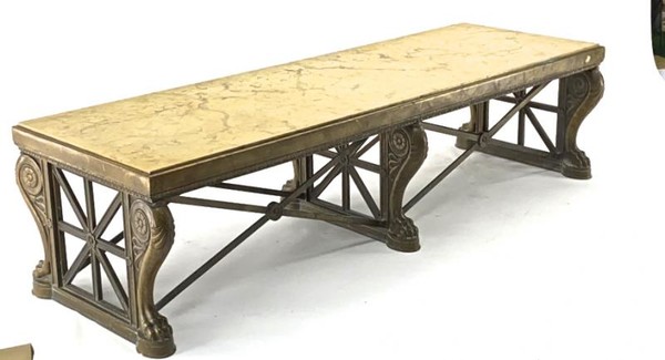 Awesome sturdy and long bronze and marble coffee table