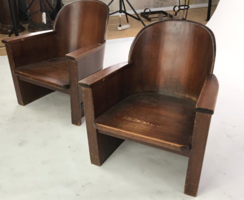 Axel Einar Hjorth attributed pair of barrel organic arm chairs