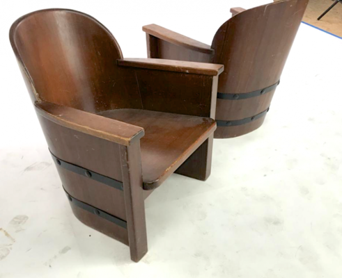 Axel Einar Hjorth attributed pair of barrel organic arm chairs