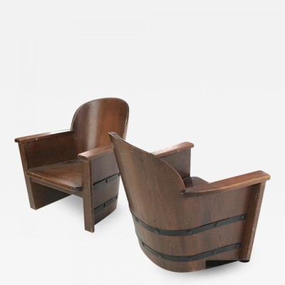 Axel Einar Hjorth attributed pair of barrel organic arm chairs
