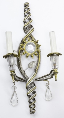 Banci Firenze superb pair of gold and silver leaf pearly sconces