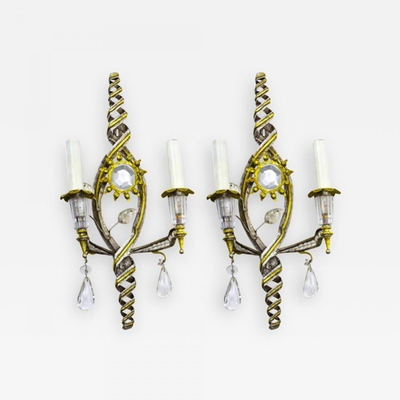 Banci Firenze superb pair of gold and silver leaf pearly sconces