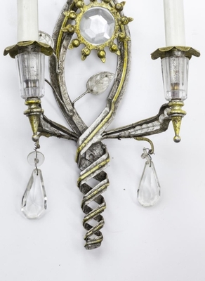 Banci Firenze superb pair of gold and silver leaf pearly sconces