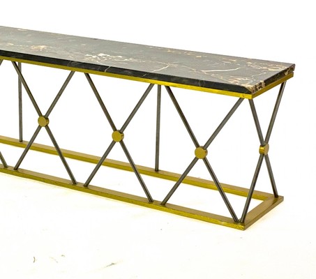  Baptistin Spade mediumsize metal & marble entry console or bench