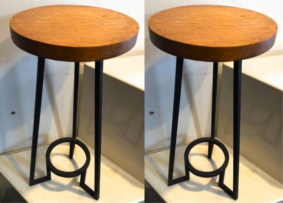 Bauhaus modernist french blond wood pair of side tables