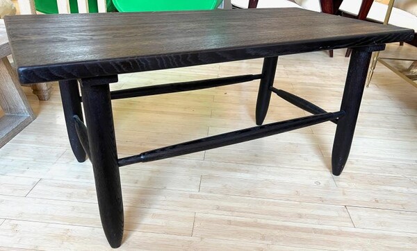 Black sand blasted oak organic coffee table