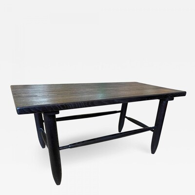 Black sand blasted oak organic coffee table