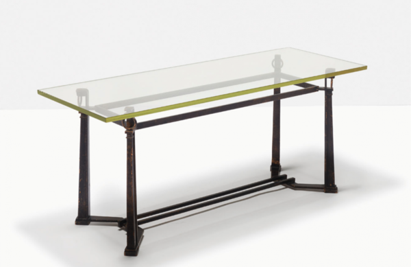 Blasset et Gugarry refined Neo classical coffee table with glass 