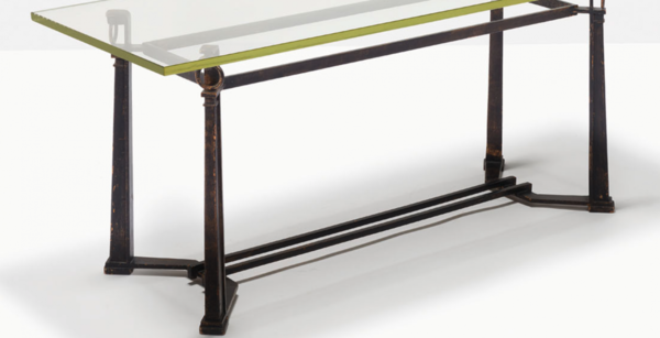 Blasset et Gugarry refined Neo classical coffee table with glass 