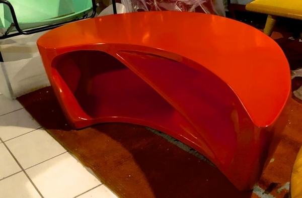 Boomerang shaped red abstract coffee table