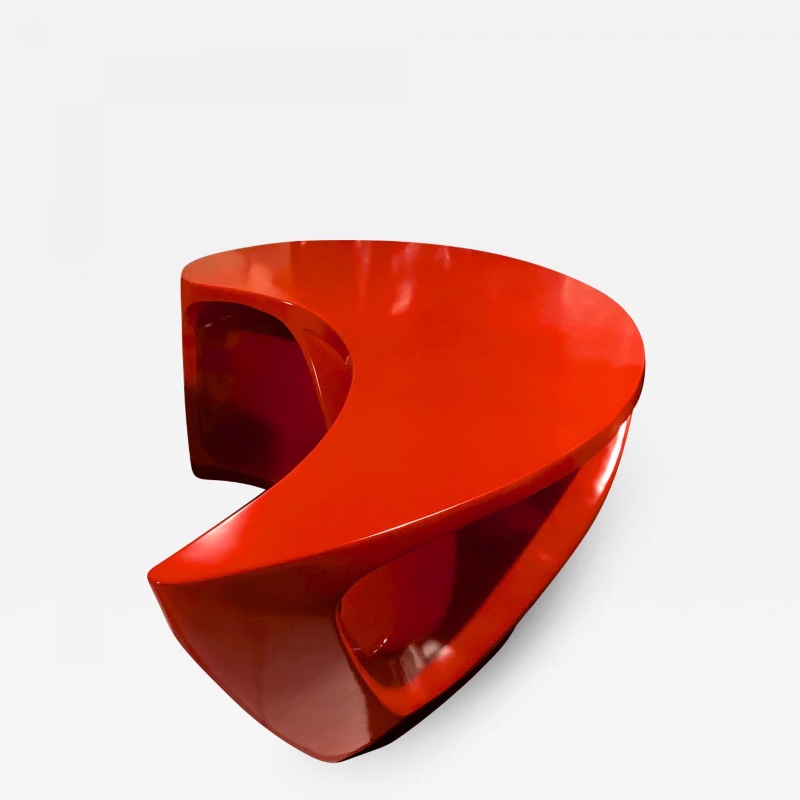 Boomerang shaped red abstract coffee table