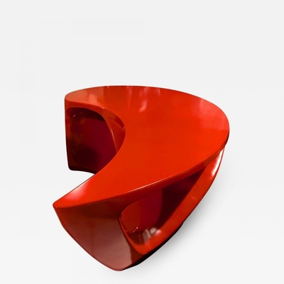 Boomerang shaped red abstract coffee table