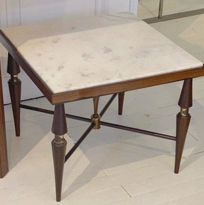 Brazilian pair of solid wood refined side table and brass accent