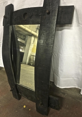 Brutalist French Oak Mirror