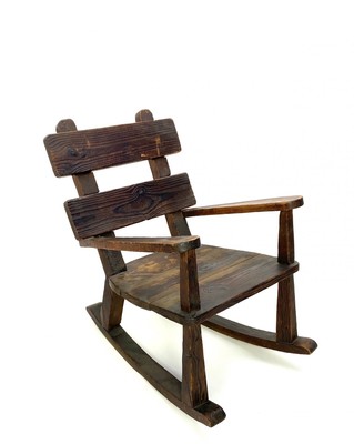 Brutalist French rarest raw pine pair of rocking chairs