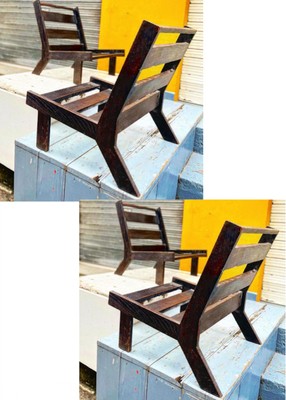 Brutalist rare set of 4 Oregon pine slipper chairs