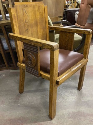 Charles Dudouyt rarest oak carved captain chair