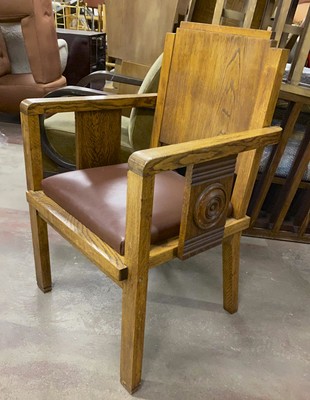 Charles Dudouyt rarest oak carved captain chair