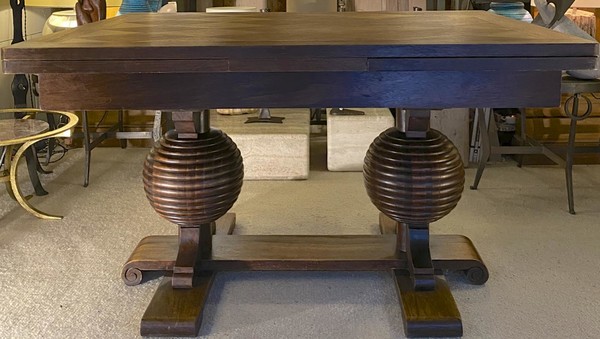 Charles Dudouyt spectacular sphere shaped legs oak dinning table