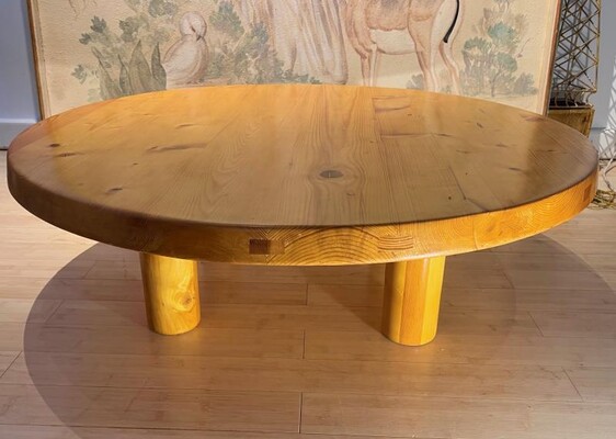 charlotte Perriand for Les Arcs blond pine sturdy coffee table